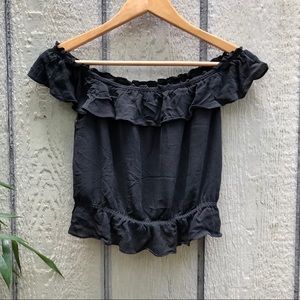 NWOT Express silk crop top ruffle off the shoulder